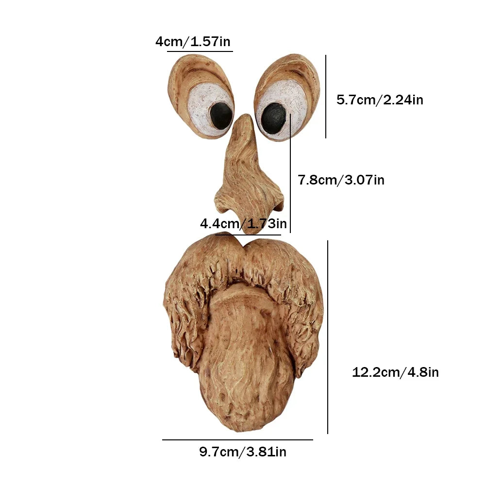 Carvallo Trädansikte Dekofigur | Handmålad harsskulptur | Rolig trädstamsfigur för trädgård & helgdagar | DIY-trädansikte Carvallo