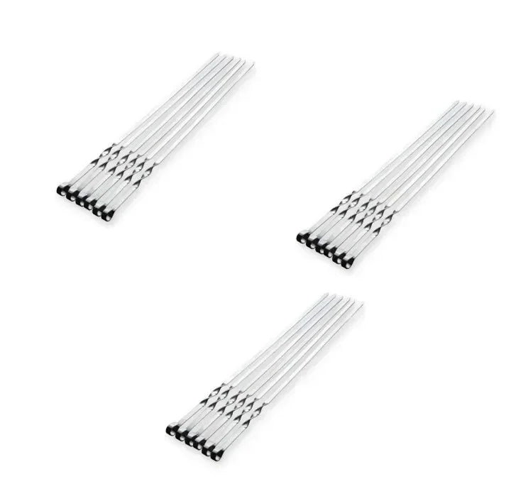 Carvallo Grillspett 55 cm | Set om 6 | Rostfritt stål med bokträhandtag | Extra lång & värmetålig Carvallo