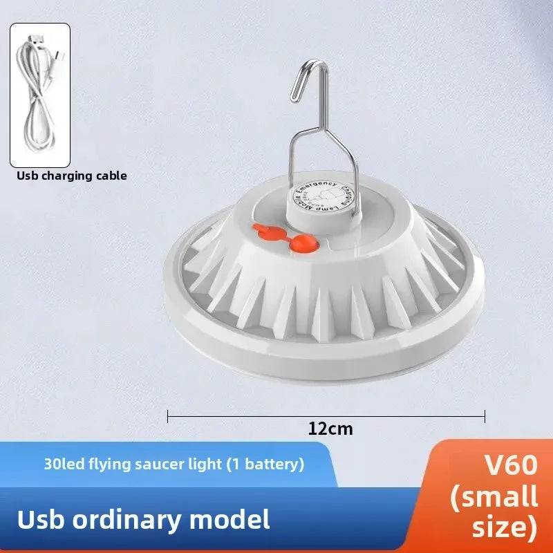 Carvallo Solar UFO-Campinglampa | Med fjärrkontroll | Uppladdningsbar & Bärbar | För utomhus, nödsituationer & nattmarknader Carvallo