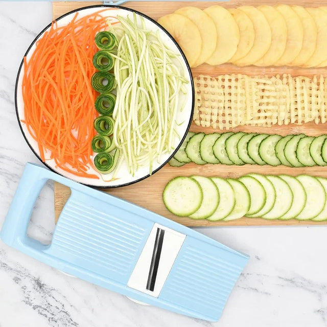 Carvallo 5-i-1 Grönsaksrivare & Rive | Multifunktionell Kökshyvel med Uppsamlingbehållare | Manuell, Säker & Kompakt | För Frukt, Potatis & mer Carvallo