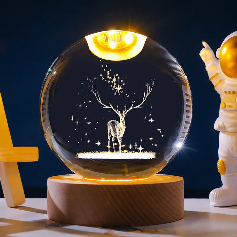 Carvallo Galaxy Nattljus | LED Kristallkula med Vintergatan Design | Varmvitt Ljus | Kreativ Gåva för Barn & Vuxna Carvallo