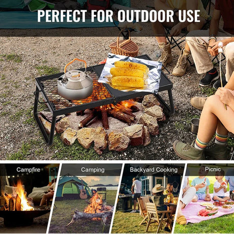 Carvallo Fold Fällbar Grillgaller | Bärbar Rostfritt Stål-Grillställning | För BBQ, Camping & Utomhus | 32 × 21 × 16 cm Carvallo