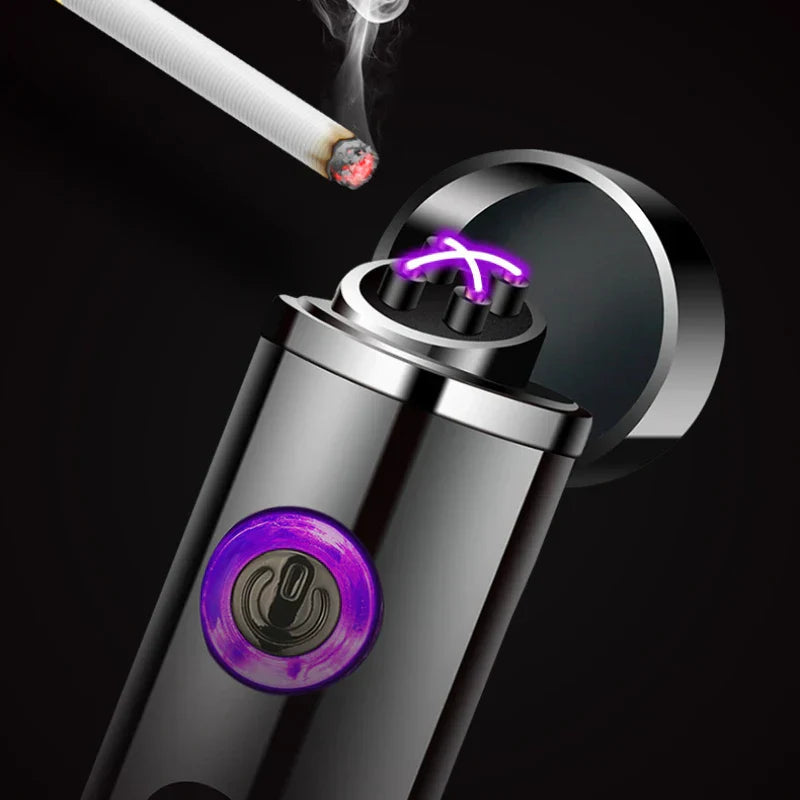 Carvallo Cylinder-USB-Lighter | Double Arc Technology | Rechargeable & Windproof | Noble Metal Case for Men Carvallo