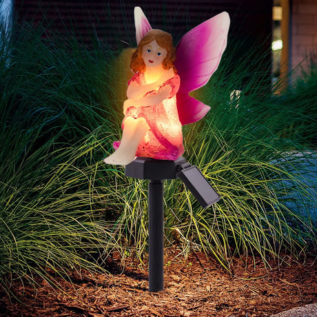 Carvallo LightBloom Solar Garden Light "Flower Fairy" | LED Decorative Light for Sticking or Hanging | IP65 Waterproof | Warm White | For Garden, Balcony & Courtyard Carvallo