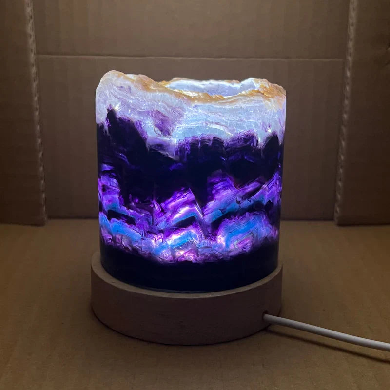 RainbowGlow – Fluorite table lamp with enchanting light effects for a calming atmosphere Carvallo