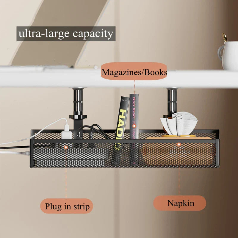 Carvallo Kabelmanagement Under skrivbordet | Metallhylla utan borrning | Kabelhållare & organiserare för kontor & kök Carvallo