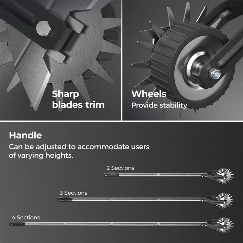 Carvallo EdgeMaster Pro | 171 cm manuell | rostfritt stål med rullhjul | justerbart handtag & självvassande blad Carvallo