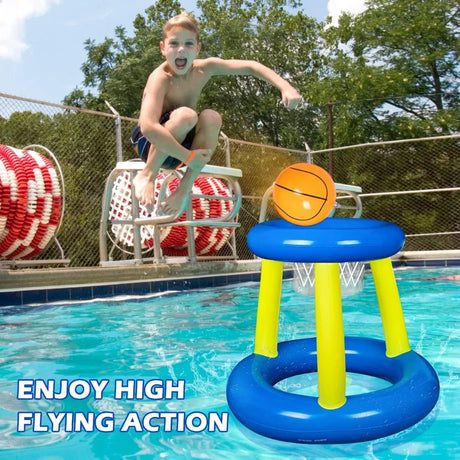 Carvallo-Basketballspel SplashDunk Pro | Uppblåsbar basketuppsättning för pool & trädgård | Interaktivt sommarljudspel för barn & vuxna Carvallo