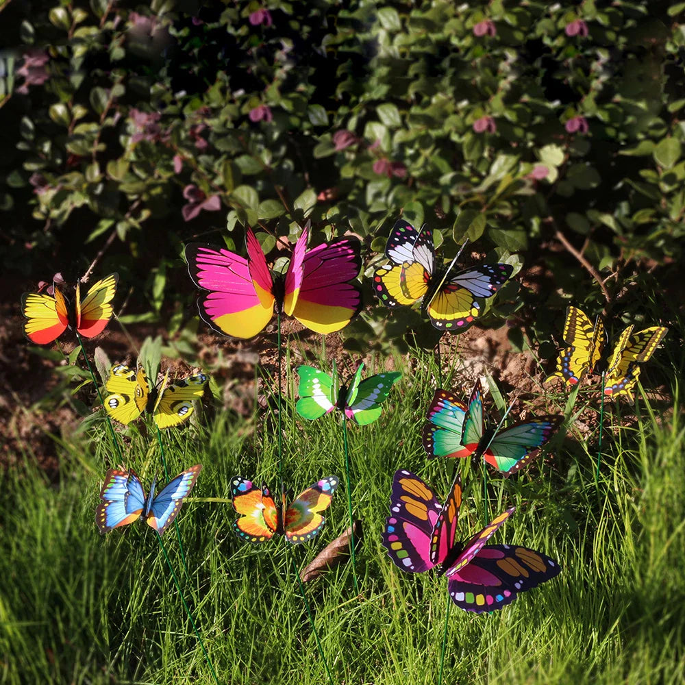 Carvallo Butterfly Garden Stake | Set of 10 | Weatherproof & Colorful | For Beds, Flower Pots & Balcony Carvallo