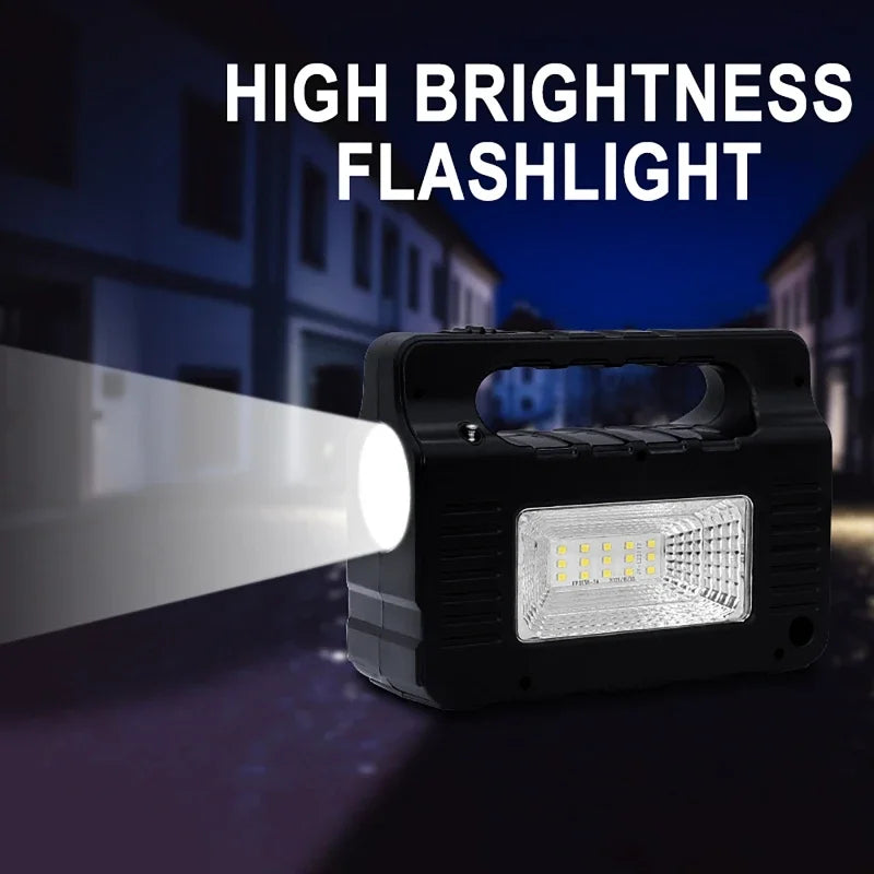 Carvallo-Multifunktionsgerät Solariq Pro | Ljus, Powerbank, Radio & Bluetooth-Högtalare | Inkl. 3 LED-lampor & Solarpanel-anslutning Carvallo