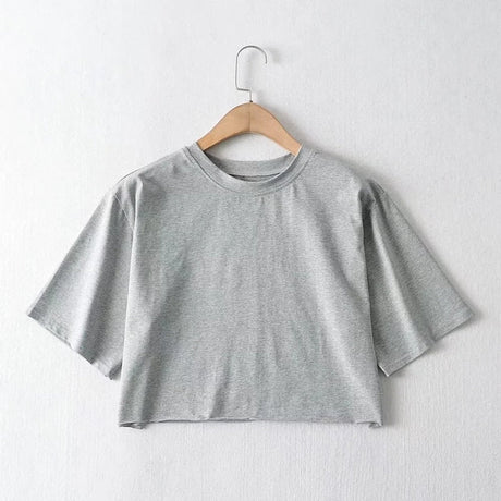 Lös Crop Top-Clothes for women-Hemnix-Grå-En storlek-Hemnix