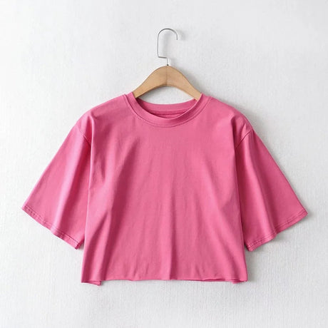 Lös Crop Top-Clothes for women-Hemnix-Rosa-En storlek-Hemnix