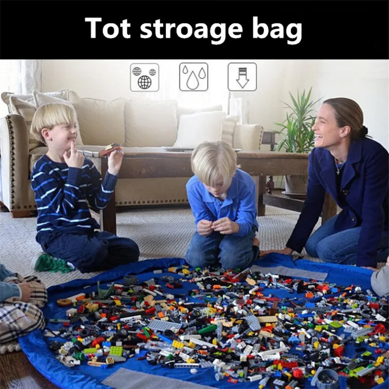 Carvallo leksaksförvaringsmatta för barn | 2-i-1 lekteppe & förvaringsväska | Robust Oxford-material | Ø 150 cm Carvallo