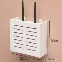 Carvallo WallRack vägg hylla för WLAN-router & TV-tillbehör | kabelbox med ventilation | vit | vattentålig & luktfri Carvallo