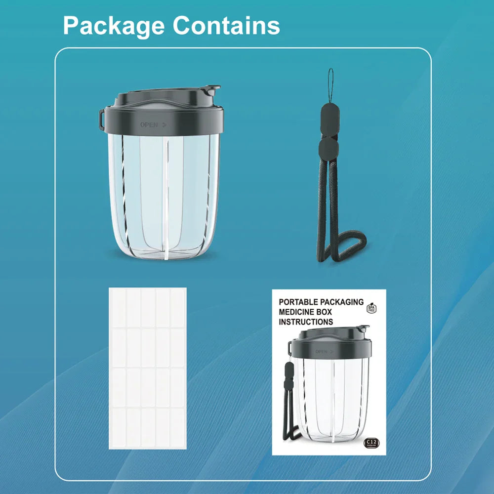 Carvallo TravelDose Pillerbox XXL | BPA-fri & Läcksäker | Ideal för resor | Med bärhandtag Carvallo