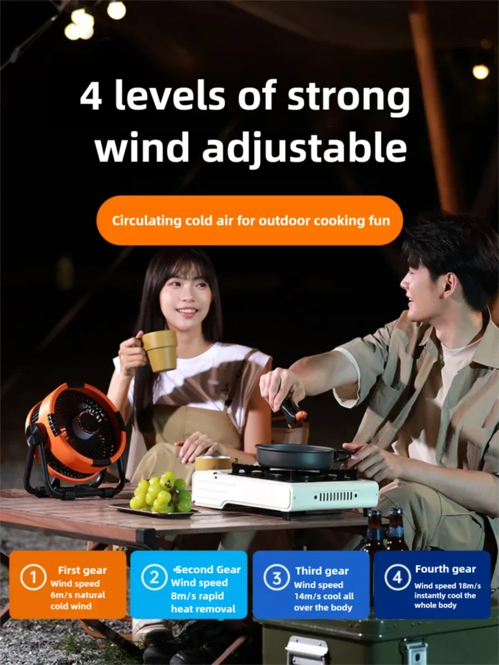 Carvallo NightCool | 4-i-1 Fläkt & Nattlampa | 20000mAh Batteri | Hängande & Stående Användning Carvallo