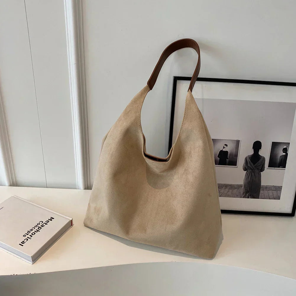 Skulderväska Faux Suede Mjuk Tote för Kvinnor Carvallo