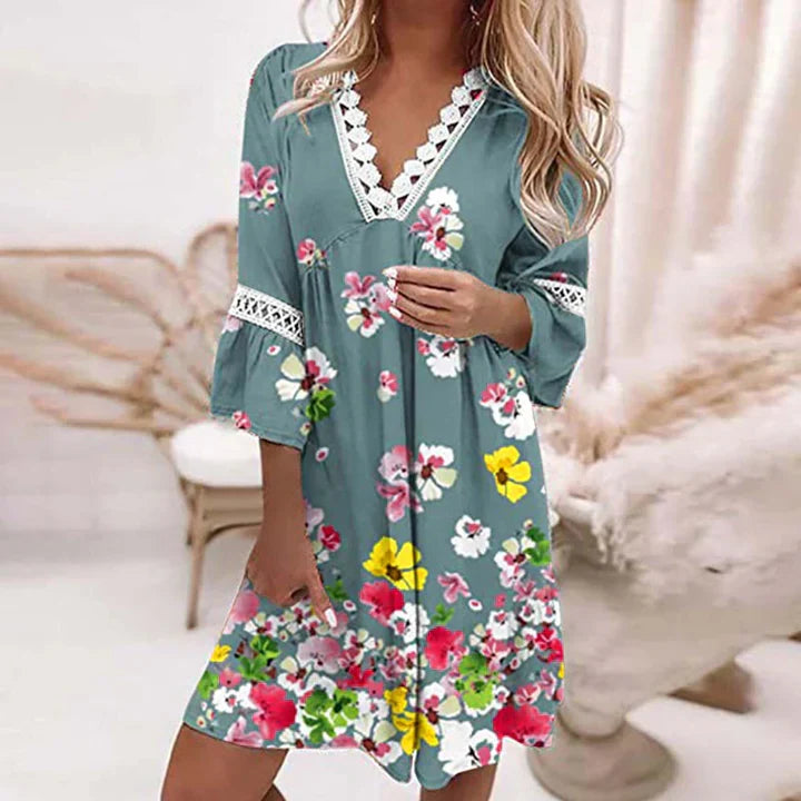 Dam Sommarklänning Blommig Lätt Material för Varma Dagar