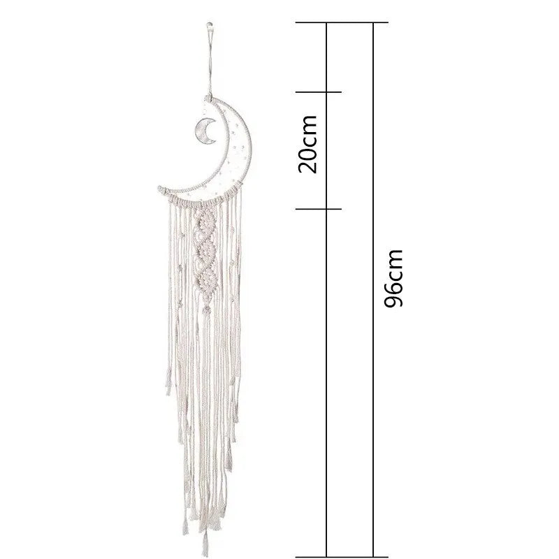 Lunar Makramé Drömfångare – Mystisk Atmosfär och Handgjord Carvallo
