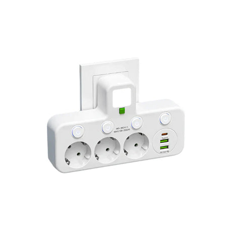 Carvallo VOLTRIQ ProLine | 3–4 uttag + 2× USB & 1× Typ-C | 2500 W | Överspänningsskydd & Kontrollswitch Carvallo