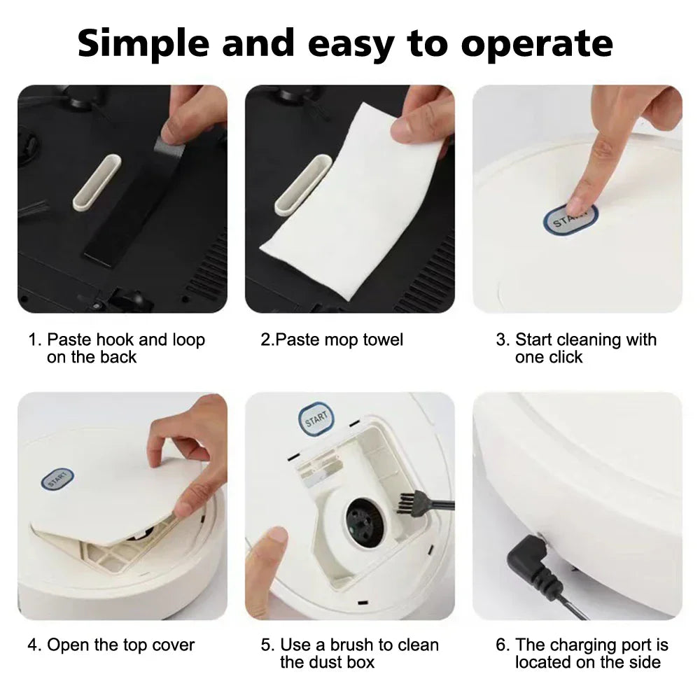 Carvallo ProMotion Smart Saugrobot 3-i-1 | 4000Pa effekt | Moppa, suga & feja | För mattor, kakel & djurhår Carvallo