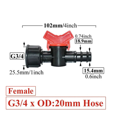 Carvallo FlowTura ConnectPro | Mini-kula ventil med slanganslutning och gänga | För trädgård, PE-slang och droppbevattning Carvallo