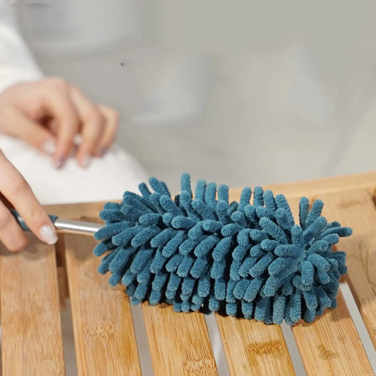 Carvallo Teleskop-dammsugare | Förlängbar till 80 cm | Mikrofiber-chenille & rostfritt stång – För tak, möbler & hörn Carvallo