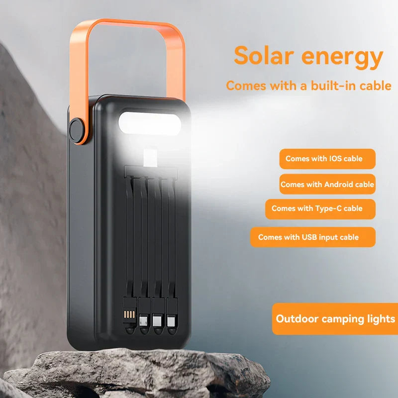Carvallo Xiaomi Solarbatteri 100 000 mAh Powerbank med integrerad LED-ficklampa – Snabb laddning & Ute-elförsörjning Carvallo