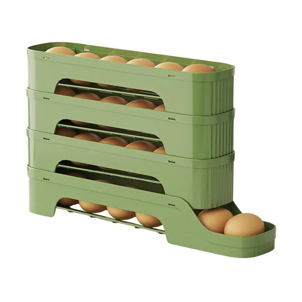 Carvallo RolloMaxx | 4-lagers äggorganisatör | Platsbesparande & Självrullande | Transparent design Carvallo