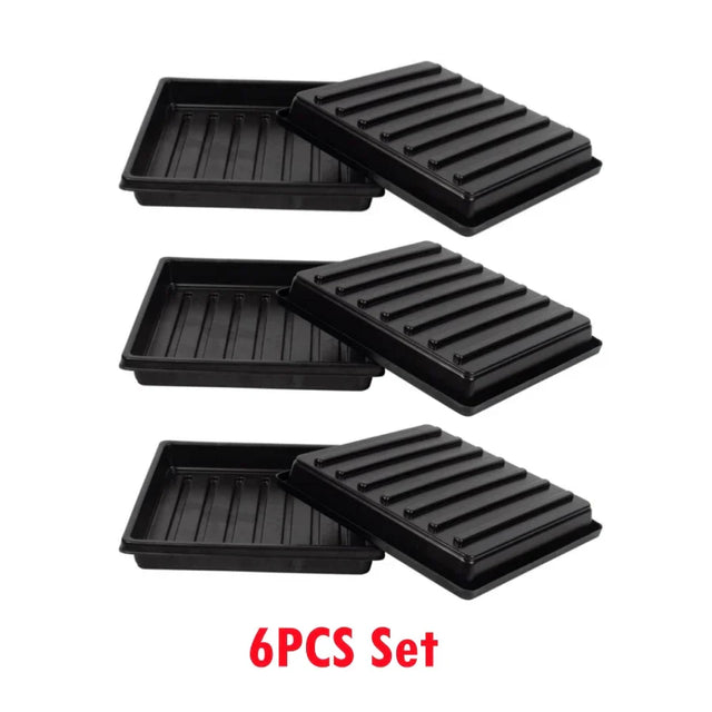 Carvallo Såddbrickor 6-pack | 27×27 cm | Utan avloppshål | Återanvändbar & Stapelbar Carvallo