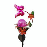 Carvallo Solsken Solar Trädgårdsstake Blomma med LED | Glasblomma & Järnstång | Automatiskt ljus vid skymning | För Trädgård, Balkong & Terrass Carvallo