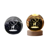 LumiCrystal - 3D LED Nattljus med Stjärnprojektor och Träbas Carvallo