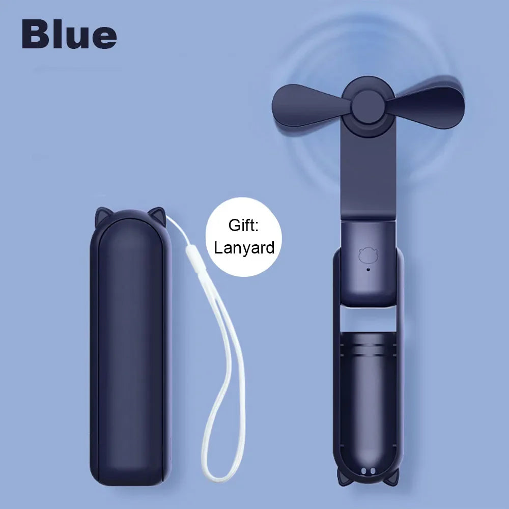 Carvallo Mini USB-fläkt | Fällbar & Återuppladdningsbar med 2000 mAh Powerbank | 3 Hastigheter – Ultraljud & Fickformat Carvallo
