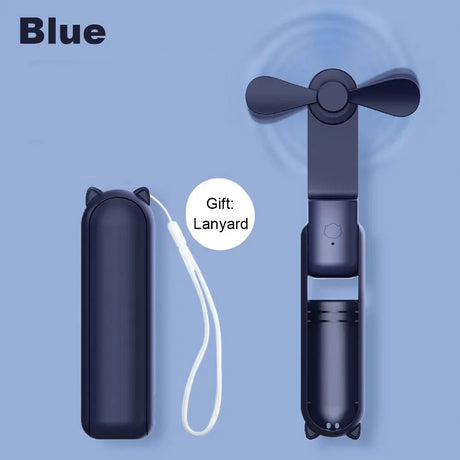 Carvallo Mini USB-fläkt | Fällbar & Återuppladdningsbar med 2000 mAh Powerbank | 3 Hastigheter – Ultraljud & Fickformat Carvallo
