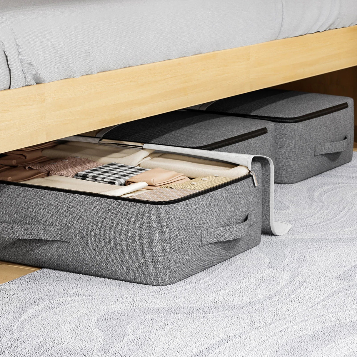 Carvallo Förvaringsväska | Extra Stor & Fällbar | Med Insynsfönster & Dragkedja | Cationic Tyg Grå Carvallo