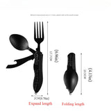 Carvallo 3-i-1 Campingbestik | Sammenklappeligt udendørs bestiksæt med kniv, gaffel & ske | Rustfrit stål | Kompakt & robust | Til camping, vandreture & rejser Carvallo