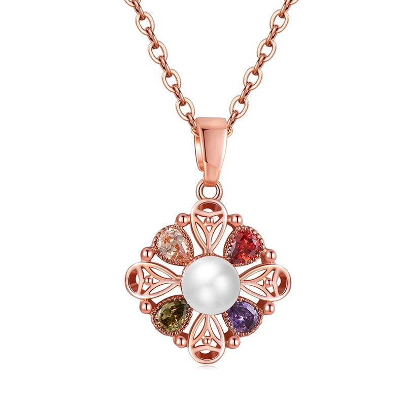 Skimrande Zircon Floral Halsband