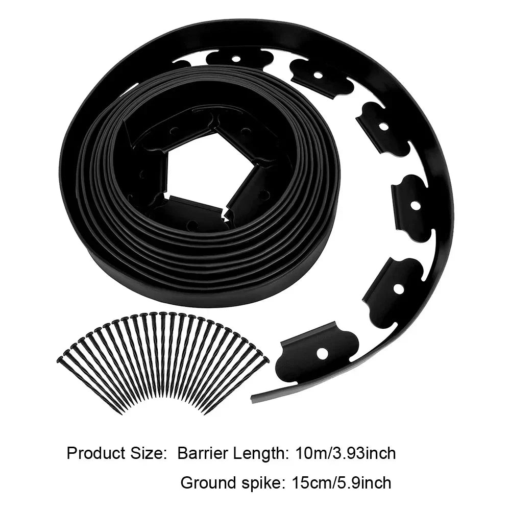 Carvallo Pro | 10 m Gräsmatta kantset inkl. 30 jordspett | Flexibel rabatter och gångväg inramning utan grävning | Svart eller Grön Carvallo