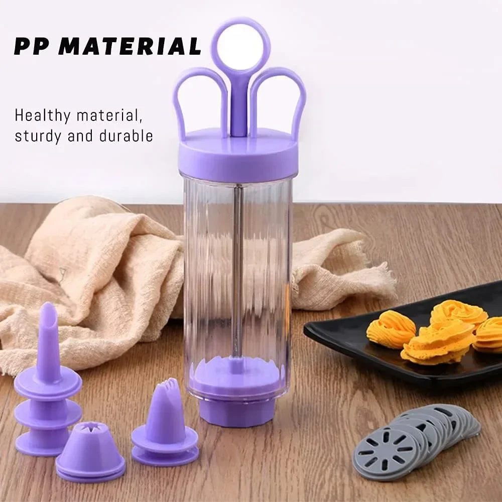 Carvallo DelightPress Butterkexpress & Spritzkak-set | Med munstycken & formar | För kakor, grädde & tårtdekor | Ergonomiskt grepp Carvallo