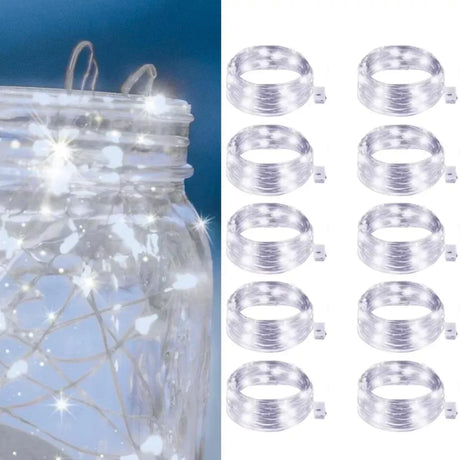 Carvallo LED-ljuslina 10-pack | Varmvit | Batteridriven & Vattentät | Flexibel silvertråd för dekoration, bröllop & fest Carvallo