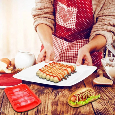 Carvallo korvform av silikon | Återanvändbar DIY-korvform för korv, kakor och bakverk | Lämplig för ugn, mikrovågsugn och frys Carvallo