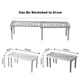 Carvallo Teleskopiskt Köksställ 35–61 cm | Utdragbar Hylla med halkfria fötter | Stabil Förvaring av PP & Rostfritt Stål Carvallo