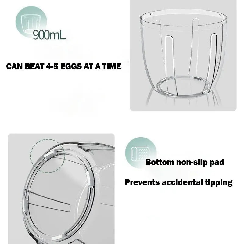 Carvallo OneTouch | Automatisk visp och mjölkskummare | USB-uppladdningsbar | 3-i-1 köksredskap för grädde, ägg och deg | Låg ljudnivå Carvallo