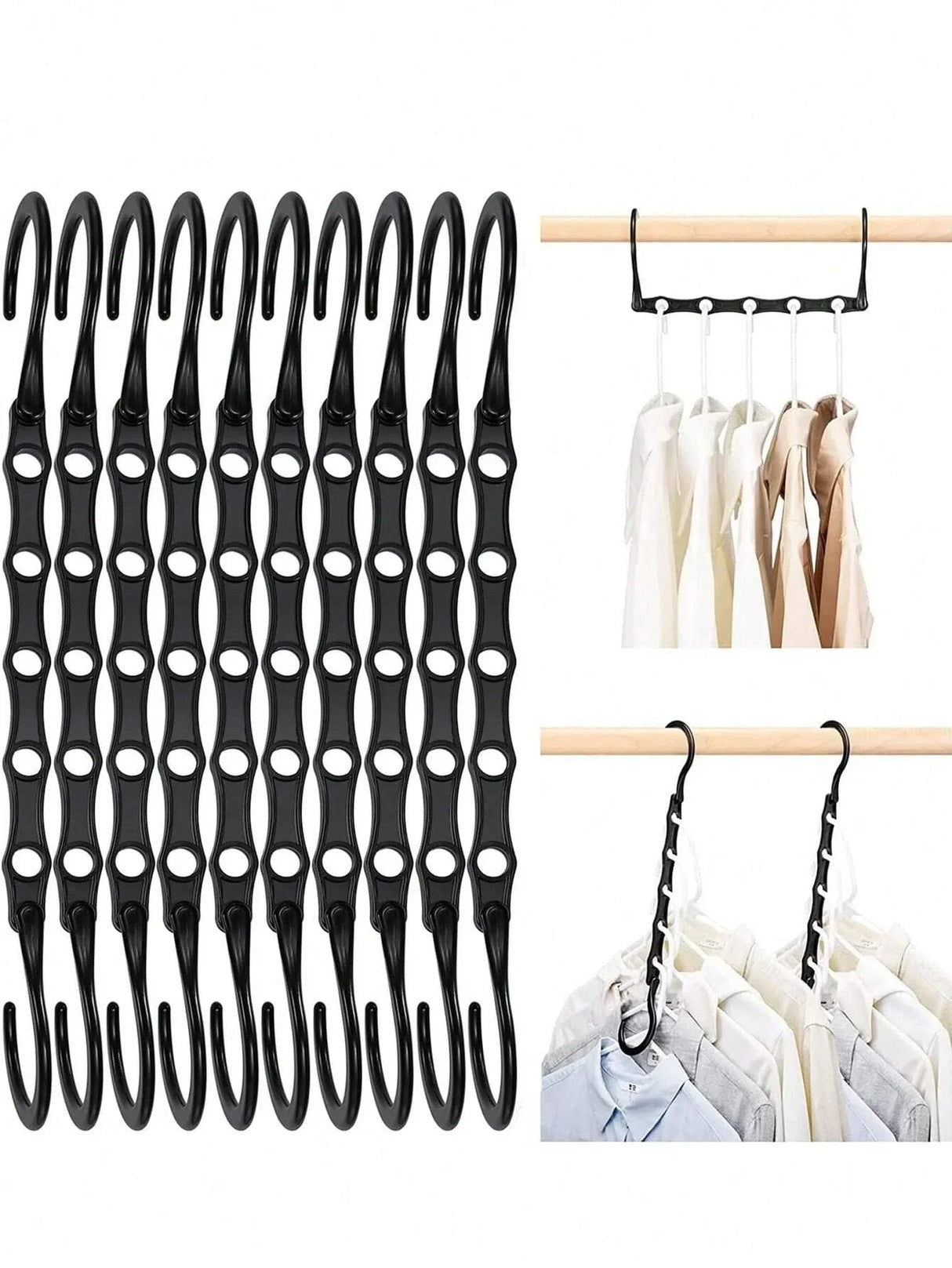 Carvallo Utrymmessparande klädhängare 5/10/20 stycken | Multifunktionella hängare för garderobsorganisation | Robust plastdesign | För mer förvaring i garderoben Carvallo