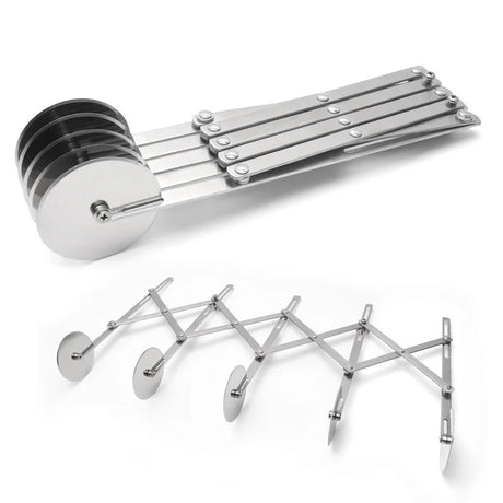 SlicePro™ Rostfritt stål degskärare | Fällbar & Justerbar | 3–7 Hjul | Perfekt portionering för pizza, bakverk & pasta Carvallo