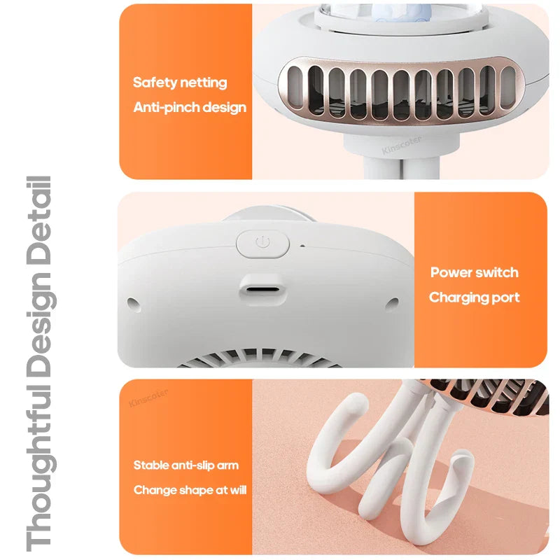 Carvallo-Ventilator Brisano ClipFlex | Fällbar & Återuppladdningsbar | 2000 mAh Batteri | 4 Hastigheter | Med klämma för barnvagn, bord & på språng Carvallo