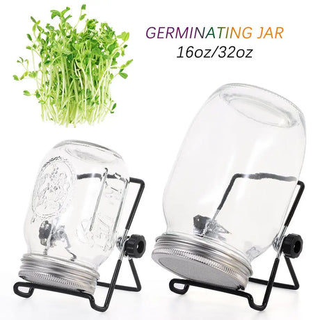 Carvallo Keimglas Set | Rostfritt stål siktlock | För färska groddar hemma | 16oz & 32oz Carvallo