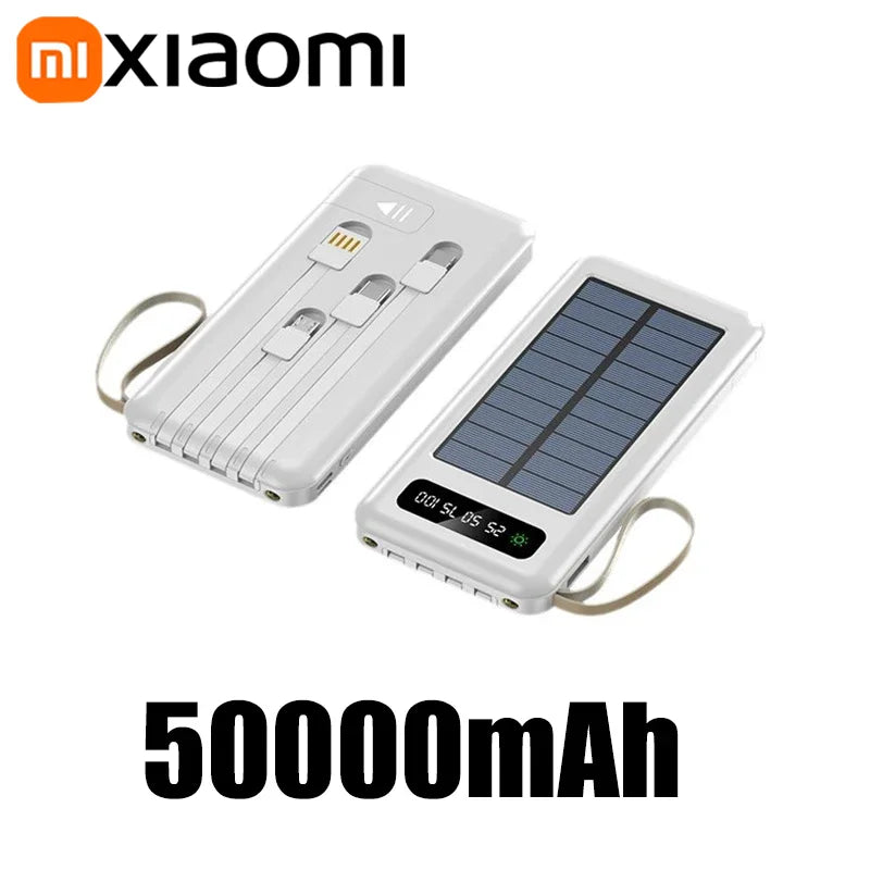 Carvallo SolarCore 50K Solkraftbank 50.000 mAh | Med campingljus, 4 laddkabel och Dual USB | Snabbladdningsfunktion & utomhuskompatibel Carvallo