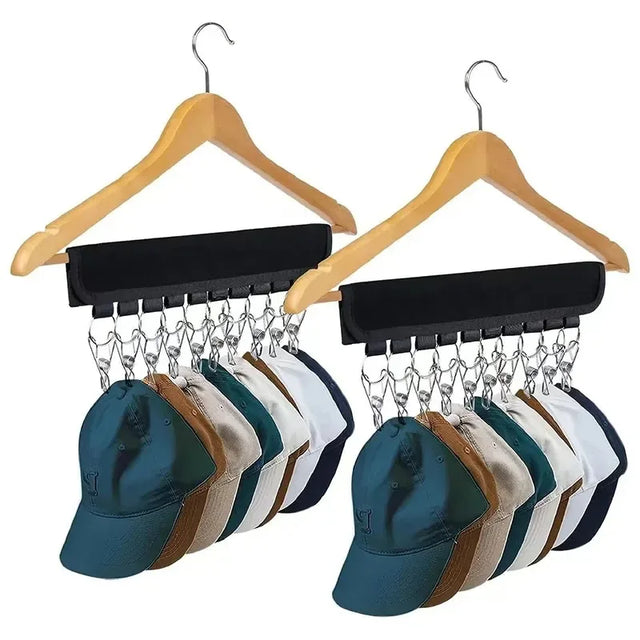 Carvallo Fällbar klädhängare med 10 rostfria klämmor | Hatt- & handdukshängare | Rostfritt & platsbesparande | Svart Carvallo