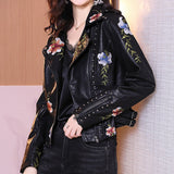 Läderjacka med blommigt tryck och broderi-Clothes for women-Hemnix-Hemnix